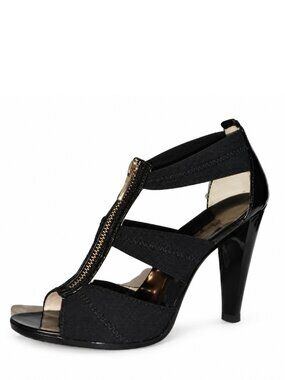 Michael Kors Women’s Black Strappy Front-Zip Heels – Size 6